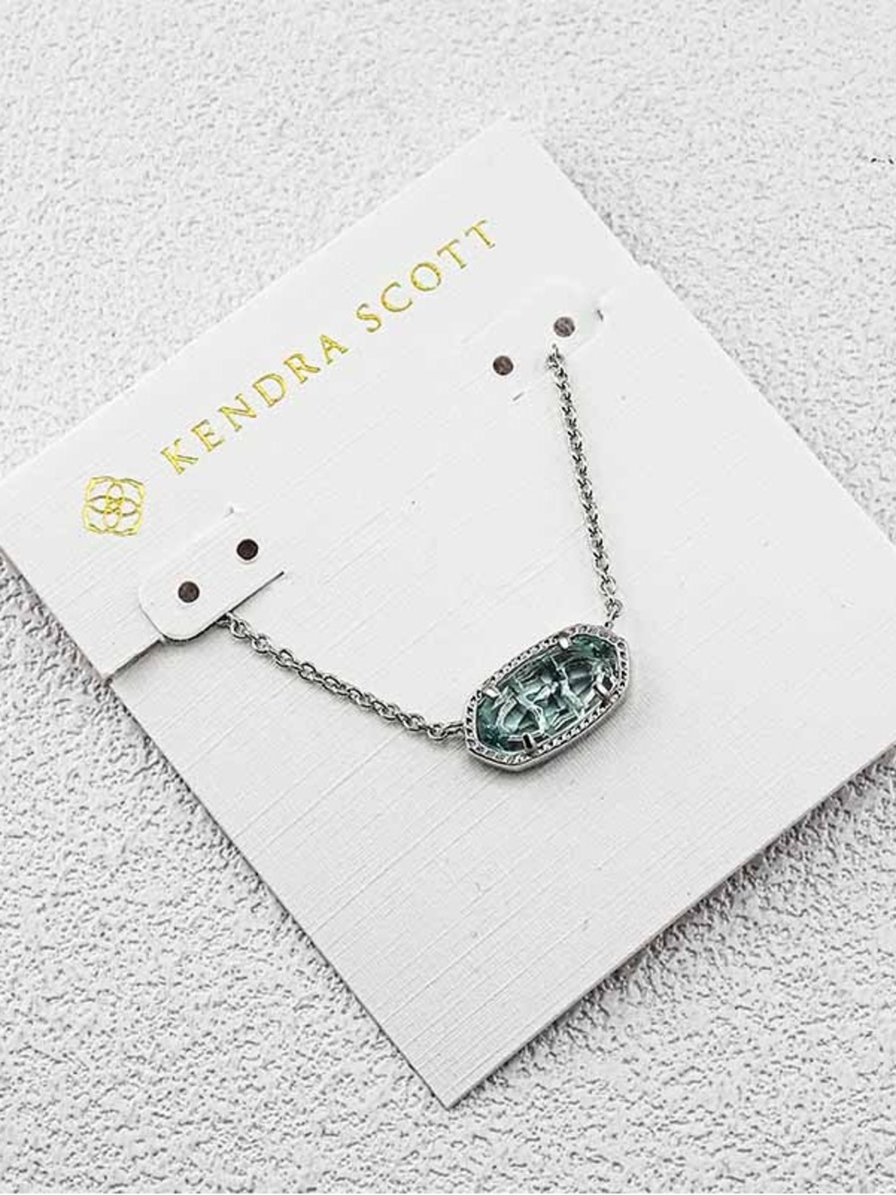 Kendra Scott Silver Necklace with Aqua Faceted Stone